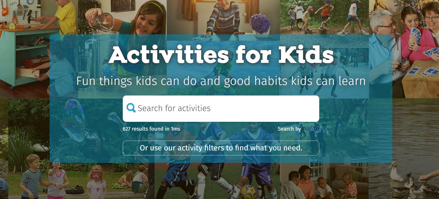 Activities for Kids Search Tool 